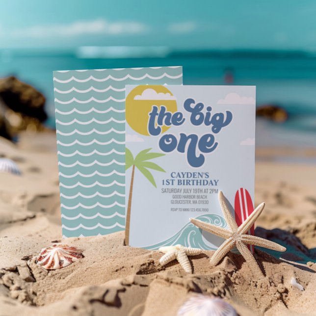 Big One Surf Beach 1er anniversaire Invitation (Créateur téléchargé)
