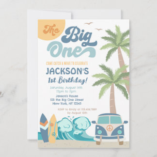 Big One Surf Beach 1er anniversaire Invitation