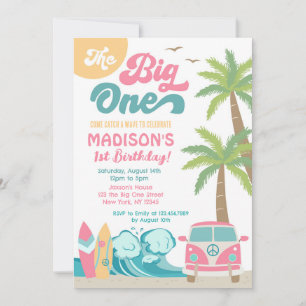 Big One surfe Surf 1er anniversaire Invitation