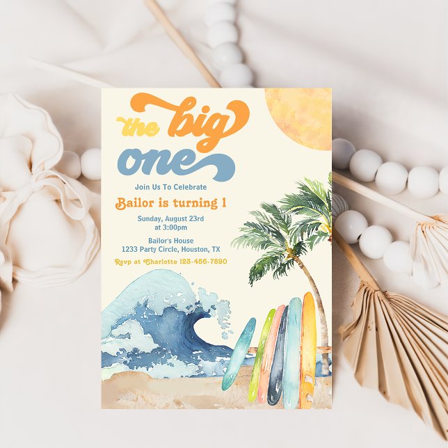 Big One Surfing Invitation | Invitation à grande v (Créateur téléchargé)