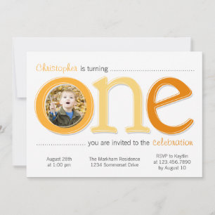 Big One with Photo Cutout Birthday Card - Orange