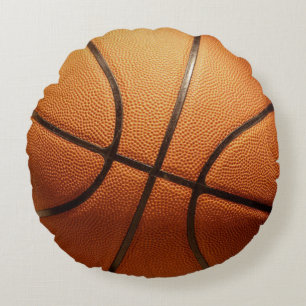 Big Orange Pimply Basketball, Round Pillow