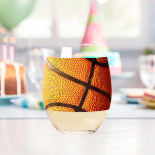 Big Orange Pimply Basketball, Stemless Wine Glass