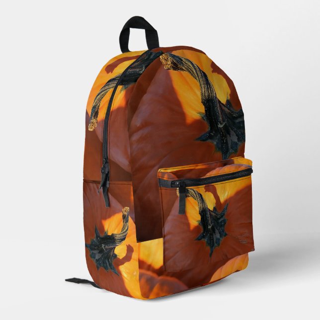 Big Orange Pumpkin  Printed Backpack (Back Corner Left)