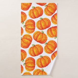 Big orange pumpkin. Simple print with watercolor i Bath Towel