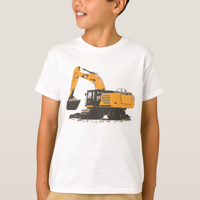 Big Orange Retro Excavator #3 T-Shirt (Front)
