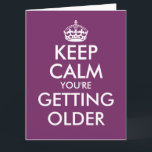 Big oversized funny Birthday card for men or women<br><div class="desc">Funny Keep Calm oversized Birthday greeting card for men, women and kids. Cute vintage typography template slogan with crown. Add a custom age number and celebration message to wish them a Happy Birthday. Personalizable template text and custom cheerful background color. ie apple green. Create your own fun keep calm and...</div>