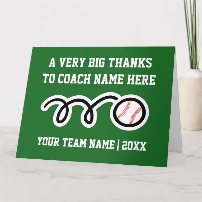 Big oversized Thank You card for baseball coach (Front)