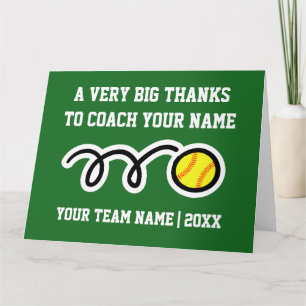 Big oversized Thank You card for softball coach
