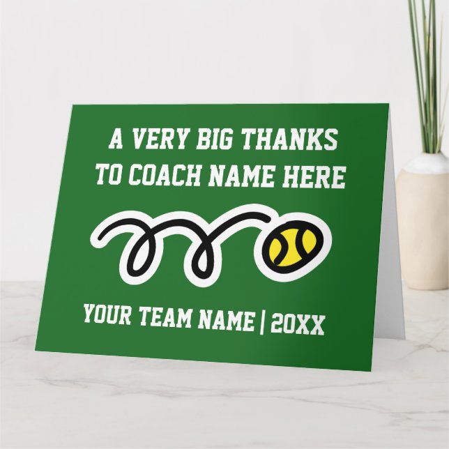 Big oversized Thank You card for tennis coach (Front)
