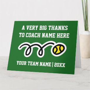 Big oversized Thank You card for tennis coach
