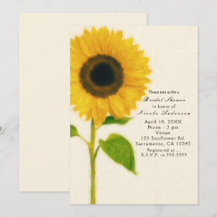 Big Painted Sunflower Rustic Country Invitations