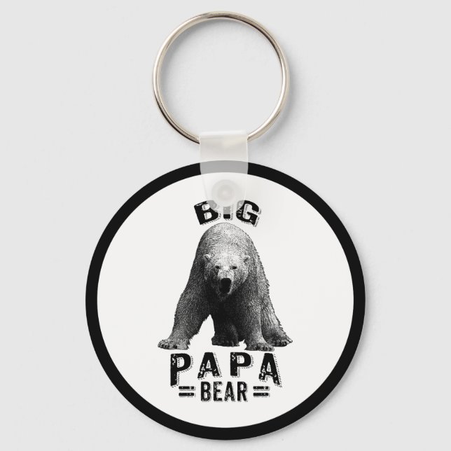 Big Papa Bear Black Text & Polar Bear Keychain (Front)