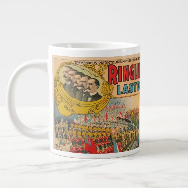 Big Parade With Men In Uniforms On Horseback Large Coffee Mug (Left)