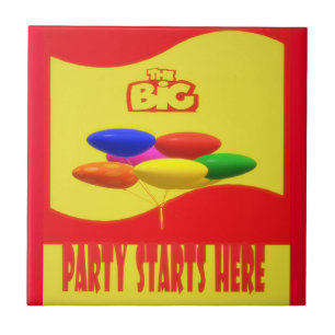 BIG PARTY THEME WITH WORDS COLORS RED YELOW TILE