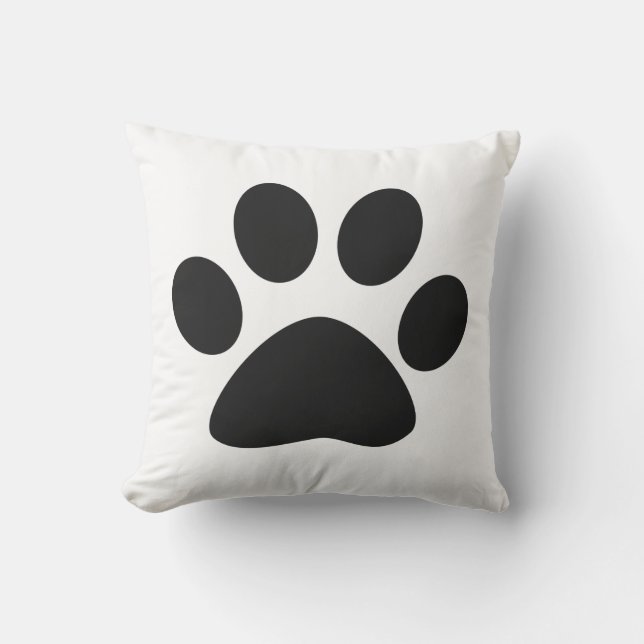 Big Paw Print Cute Gifts Black White Cool Outdoor Pillow (Front)