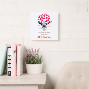 Big Pencil tree / Teacher Appreciation Square Wall Clock