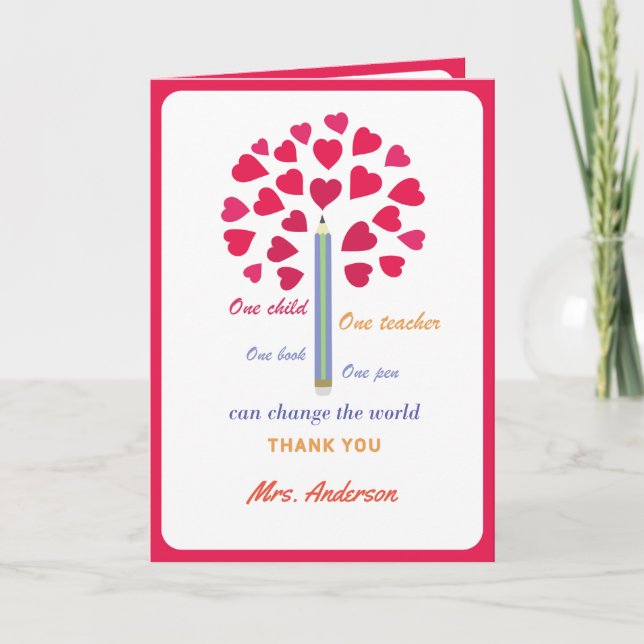 Big Pencil tree / Teacher Appreciation  Thank You Card (Front)