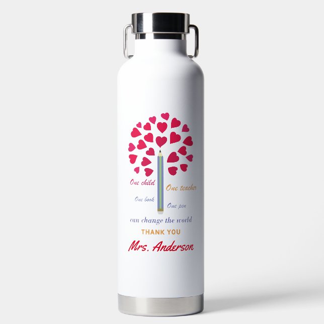 Big Pencil tree / Teacher Appreciation Water Bottle (Front)