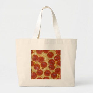 big pepperoni pizza large tote bag
