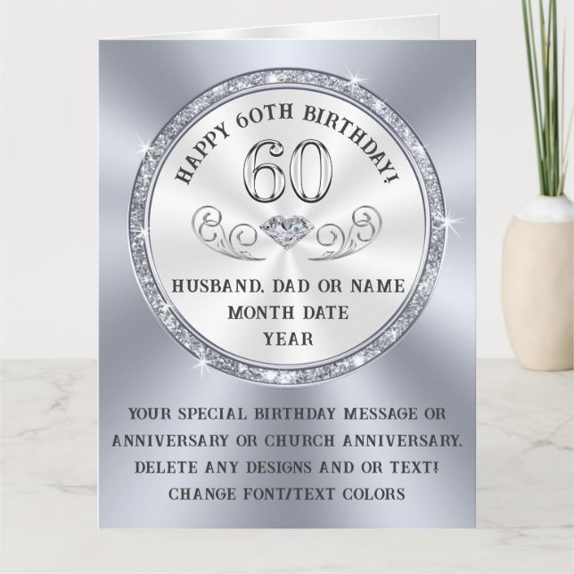 BIG, Personalised 60th Birthday Card for Husband,  (Front)