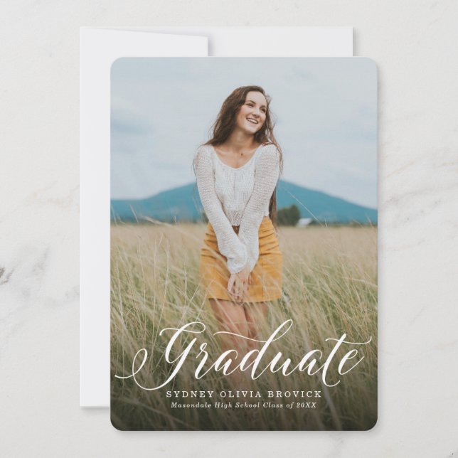 Big picture black and white graduation announcement (Front)