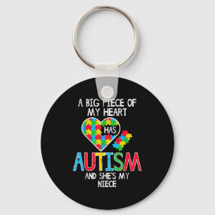 Big Piece Of My Heart Has Autism Niece Awareness A Keychain