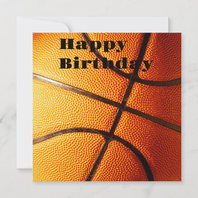 Big Pimply Orange Basketball, Flat Birthday Card (Front)