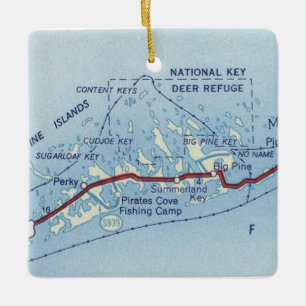 Big Pine Key Deer Vintage Map Ceramic Ornament