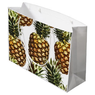 Big Pineapple Pattern (BGC transparent) Large Gift Bag