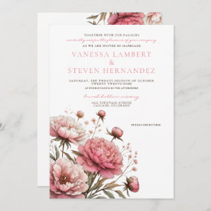 Big Pink Blooms Wedding Invitation