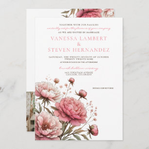 Big Pink Blooms Wedding Invitation