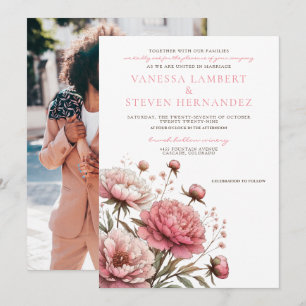 Big Pink Blooms Wedding Invitation