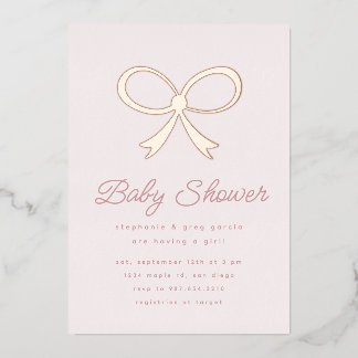 Big Pink Blush Bow Foil Invitation