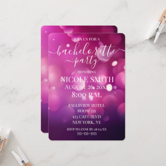 Big Pink Bokeh Bachelorette Party Invitation
