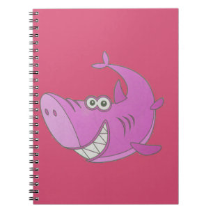 Big Pink Cartoon Shark Notebook