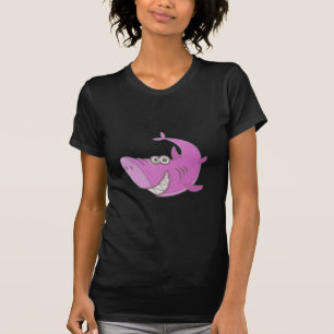 Big Pink Cartoon Shark T-Shirt