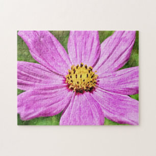 Big Pink Daisy Cosmos Flower Art Puzzle