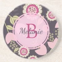 Big Pink Floral Tulip Pattern Monogram