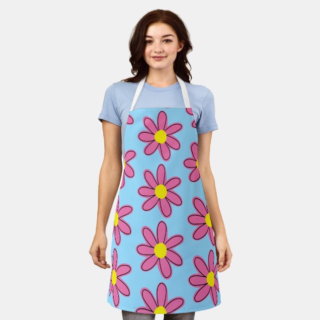 Big Pink Flowers Apron (Worn)