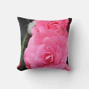Big pink flowers in spring day poster throw pillow