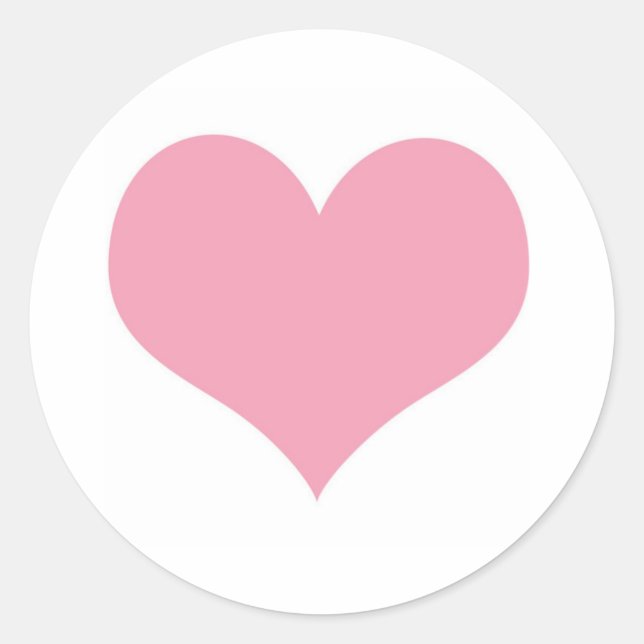 Big Pink Love Heart Classic Round Sticker (Front)