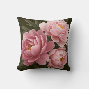 Big Pink Peonies Pillows- Vintage Floral Throw Pillow