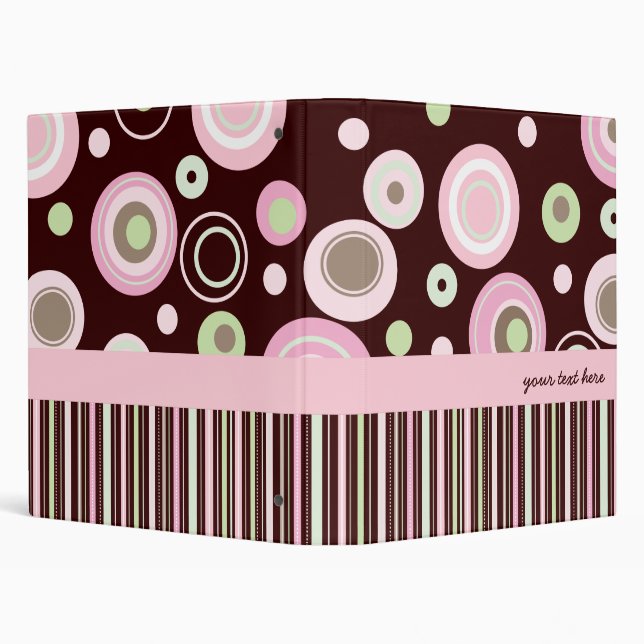 Big Pink Polka Dots & Stripes Girly Binder (Background)