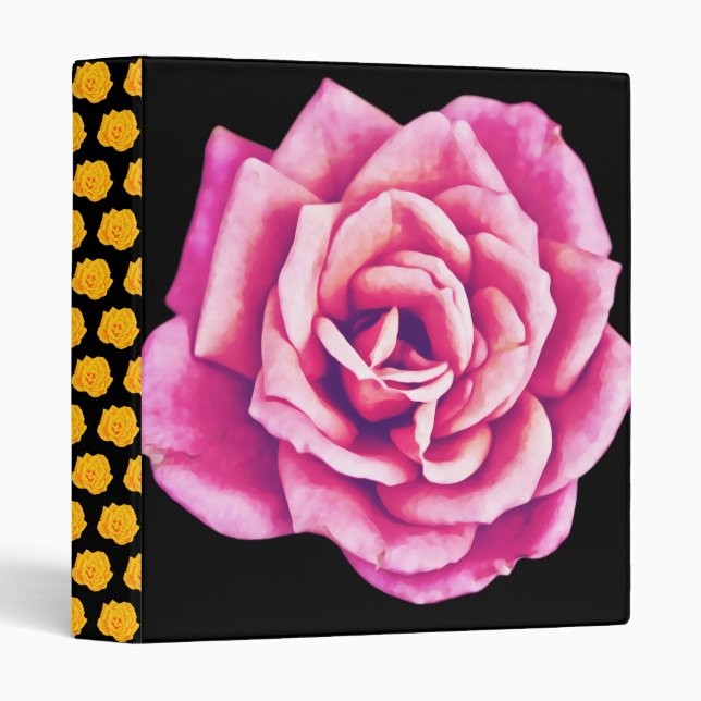 Big Pink Rose Art Binder Notebook (Front/Spine)
