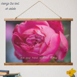 Big pink rose hanging tapestry<br><div class="desc">Elegant Hanging Tapestry featuring a photo of beautiful pink rose on dark green background. Pink rose symbolizes gentle love, affection, and appreciation. A glamourous romantic accent to your living space, a stylish gift for any special occasion (Saint Valentine's Day, Mother's day, Grandparents Day, birthday). You can delete the text "Love...</div>