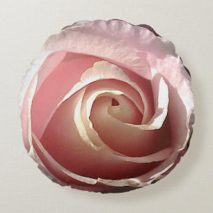 Big pink rose round pillow