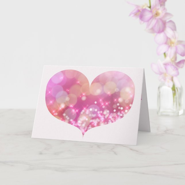 Big Pink Sparkling Heart | Birthday Greeting Card (Orchid)