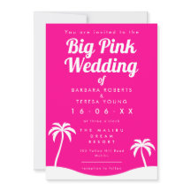 Big Pink Wedding Barbiecore Trendy Palm Tree Beach