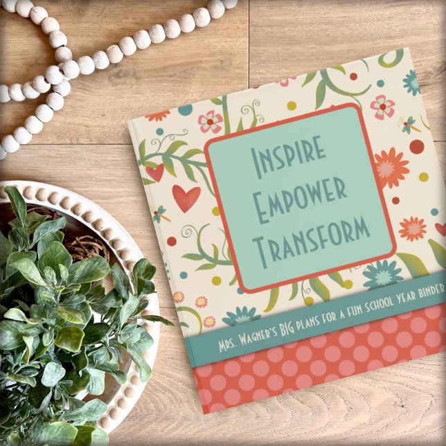 Big Plans Customized Teacher Pretty Floral  Binder (Creator Uploaded)